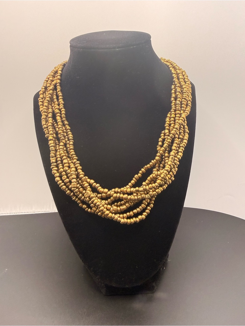 Handcrafted Multi-Strand Gold Beaded Necklace - Women Jewelry